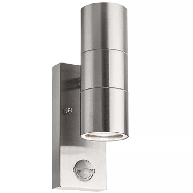 Auraglow PIR Motion Sensor Up & Down Outdoor Wall Security Light - WARMINSTER - Stainless Steel