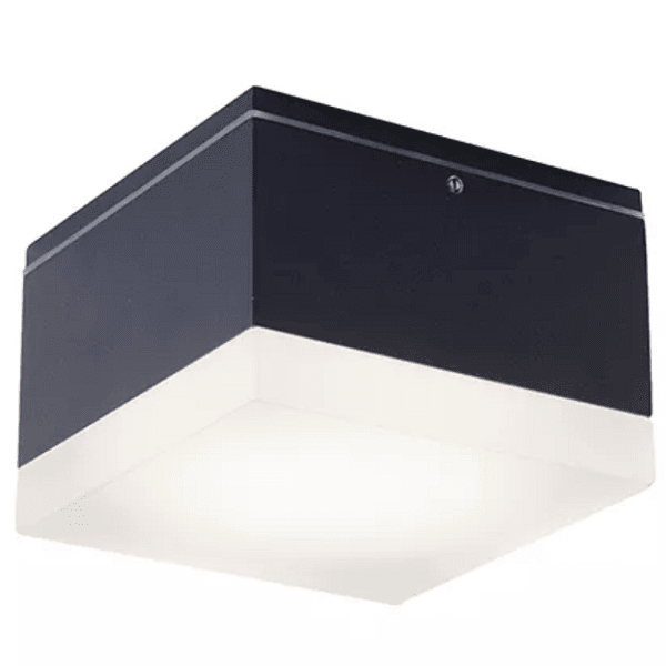 9W Cube Outdoor ceiling light SQUARE BLACK FACADE LUMINAIRE