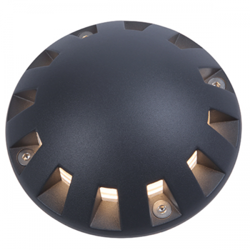 Luz LED de 12 luces para exteriores con montaje en superficie y luz de suelo con punta negra