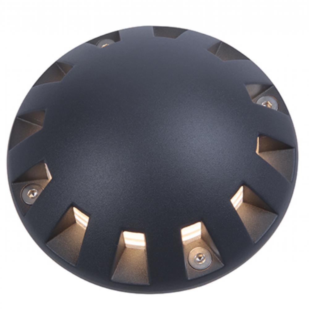 Luz LED de 12 luces para exteriores con montaje en superficie y luz de suelo con punta negra