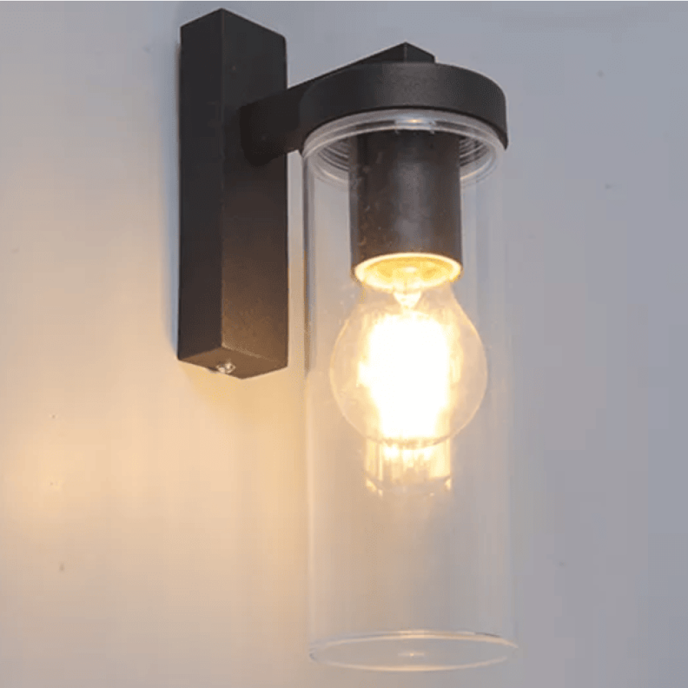 Downward outdoor wall lamp Blooma Cantwell clear black IP44